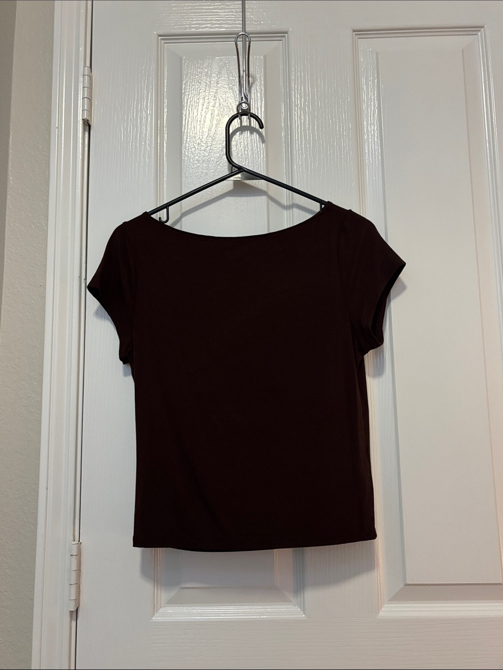 Classic Women's Scoop Neck Short Sleeve Top - Dark Brown